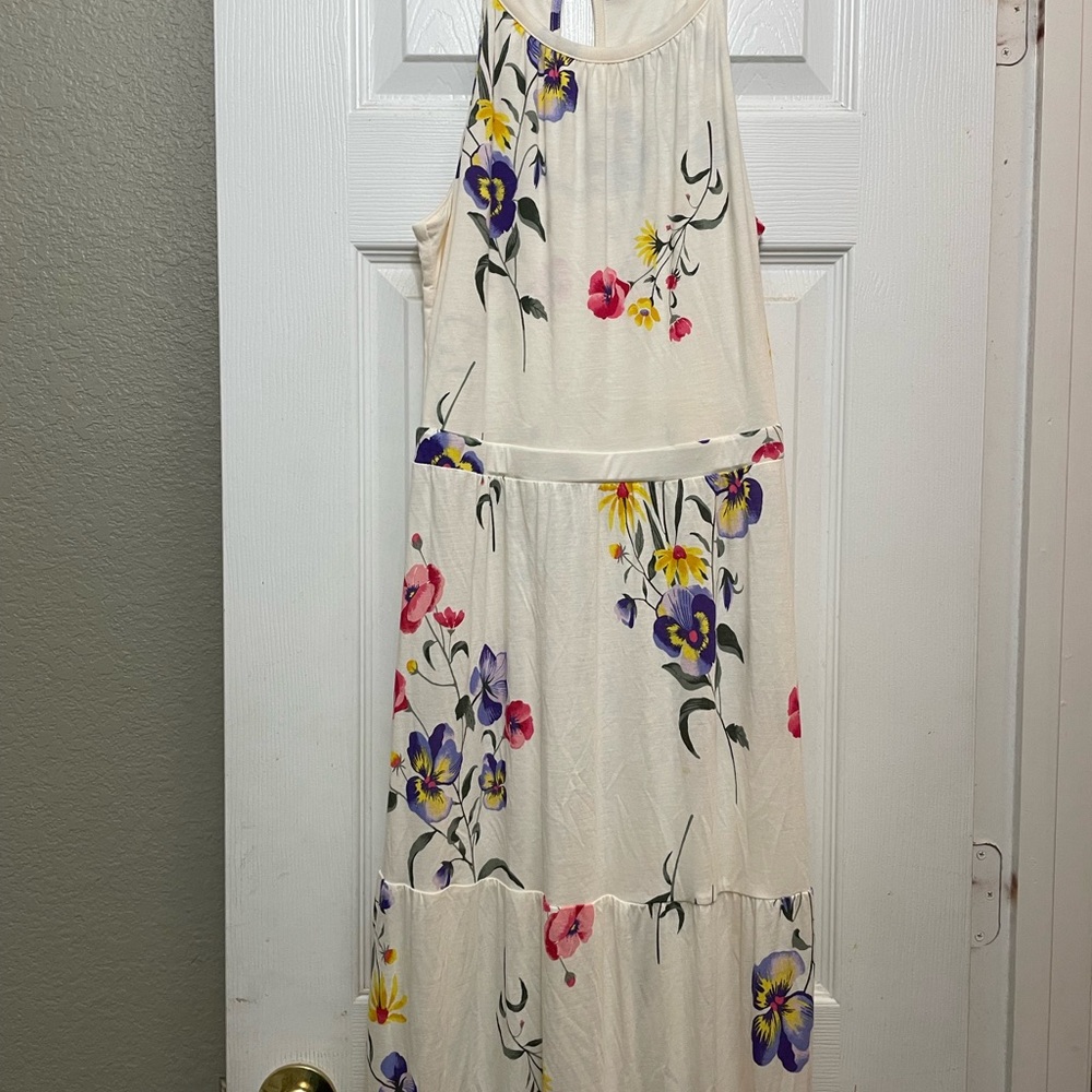 Old Navy Floral Print Maxi Dress - Cream and Multicolor